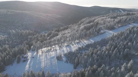 Drone view of a forested ski resort Stock Footage 273507925