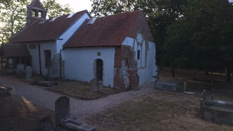 Drone View of Former Anglican Now Greek Orthodox Church in Tolleshunt Knights Stock Footage 346355988