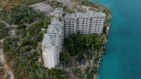 Drone View of Former Arawak Hotel on Barbary Canal, Grand Bahama Stock Footage 99204155