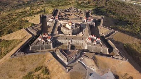 Drone view of the Fort of Graça, Garrison Border Town of Elvas Stock Footage 173032454