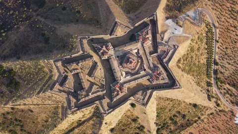 Drone view of the Fort of Graça, Garrison Border Town of Elvas Stock Footage 176794466