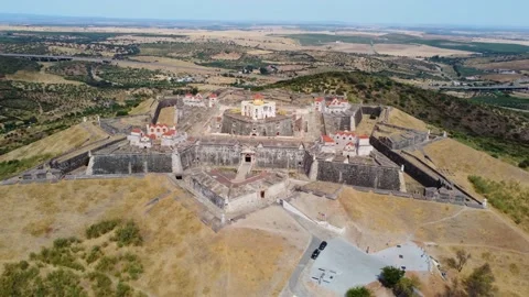 Drone view of the Fort of Graça, Garrison Border Town of Elvas Stock Footage 176794690