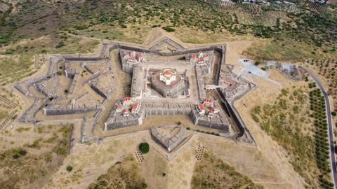 Drone view of the Fort of Graça, Garrison Border Town of Elvas Stock Footage 180412765