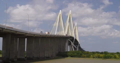 Drone View of Fred Hartman Bridge Over Houston Ship Channel Stock Footage 194099409