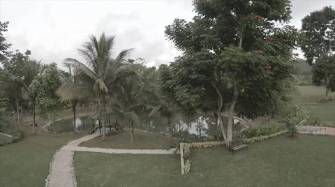 Drone view of garden grounds 5 Stock Footage 62526837