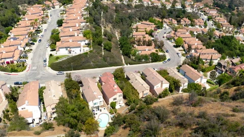 Drone View Of Gated Community In Suburbs 4K 24FPS Stock Footage 196262052