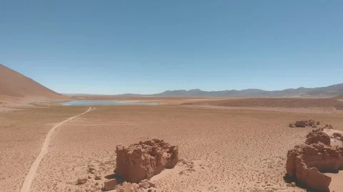Drone View of Geysers Sol de Montana in south Bolivian desert  Uyuni, Bolivia Stock Footage 125484817
