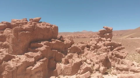 Drone View of Geysers Sol de Montana in south Bolivian desert  Uyuni, Bolivia Stockbeeldmateriaal 125484870