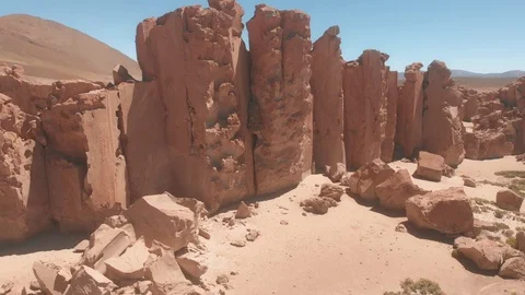 Drone View of Geysers Sol de Montana in south Bolivian desert  Uyuni, Bolivia Stockbeeldmateriaal 125484898