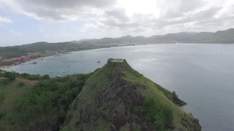 Drone view going towards mountain top - St Lucia Stock Footage 61860134