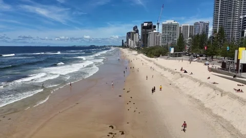Drone View of Gold Coast Beach Activity Vídeos de archivo 305149743