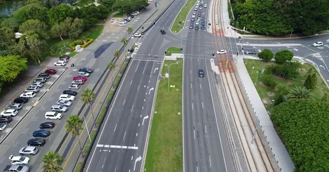 Drone view of Gold Coast traffic intersection Video stock 76037357
