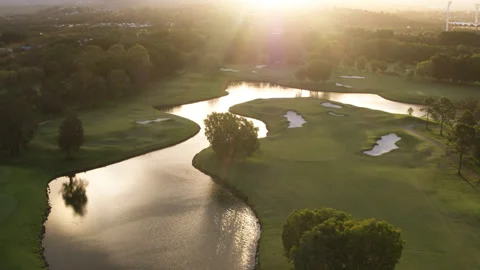 Drone view of a golf course Stock Footage 264152177