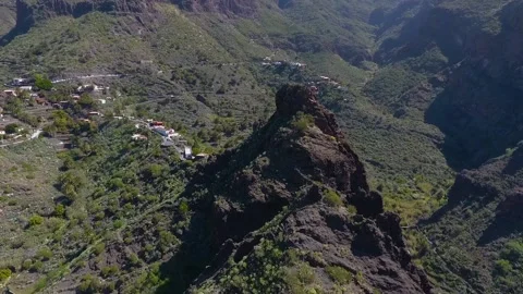 Drone view on Gorge Mask. A deep gorge in the mountains on the sharp Tenerife Stock Footage 219283816