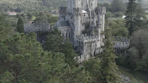 Drone view of a Gothic Castle in Spain 01 4K Stock Footage 126353729