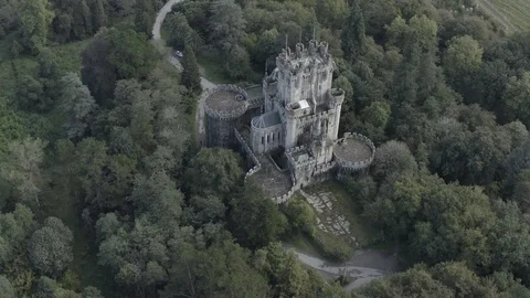 Drone view of a Gothic Castle in Spain 4K Stock Footage 126353788