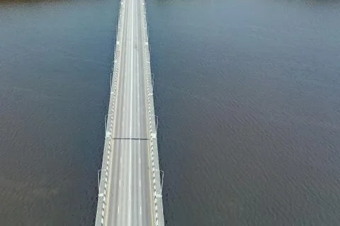 A drone view of the grey bridge Stock Photos