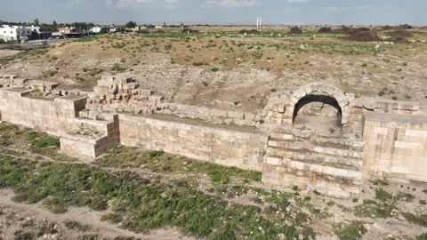 Drone view of Harran castle walls and ancient fortress ruins in Sanliurfa Video stock 324115245