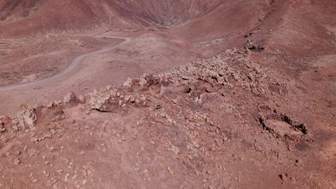 Drone View of Harsh Volcanic Landscape in Fuerteventura Stock Footage 309655832