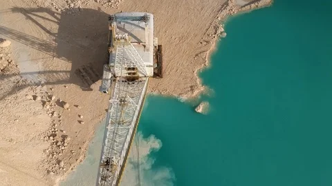 Drone View of Heavy Dredging Machinery at Fishing Hole Road, Grand Bahama Stock Footage 89654822