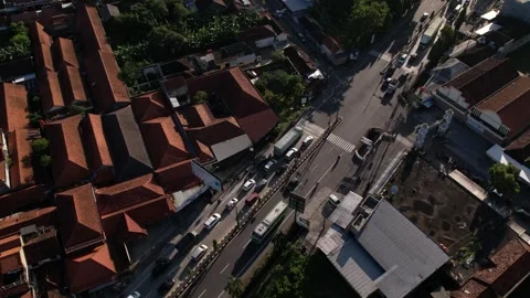 Drone view of heavy traffic in the middle of the city Stock Footage 258719490