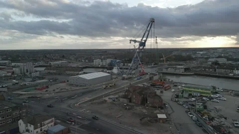 Drone view of Herring Bridge construction showing new road junction #1 Stock Footage 236615787