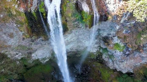 Drone View of Hidden Waterfall Pool in Japanese Wilderness Stock Footage 336659599