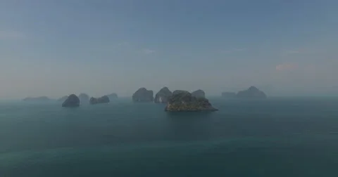A drone view from high above to the seas and forests of Krabi Stock Footage 64130075