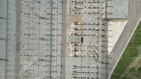 Drone view of high voltage electrical substation. Concept of energy industry Vídeos de archivo 317700004