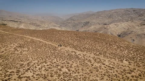 Drone View of Hikers on Remote Mountain Trail Vidéo 319080558