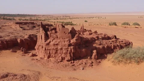 Drone view of the historic Ksar of Ighzer, in the Sahara Desert near Timimoun Stock Footage 341258035