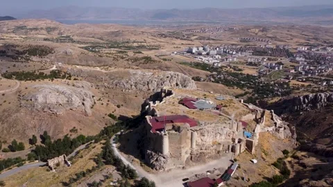Drone view of the historical Harput castle from the Urartu period. Stock Footage 247184589