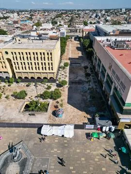 Drone view of Hospice Walk redevelopment in Guadalajara city center Stock Photos