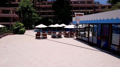 Drone view of the hotel with a pool. Video stock 181051239
