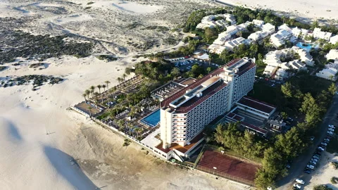 Drone view of hotels in Corralejo Beach. Stock Footage 291995056