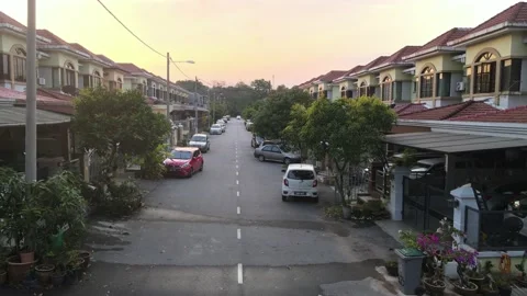 Drone view on housing area in Perdana College Height Stock Footage 149280919