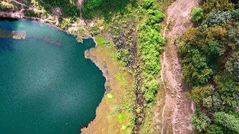 Drone view of Huay Lan lake landscape northern Thailand dry season 動画素材 331476655