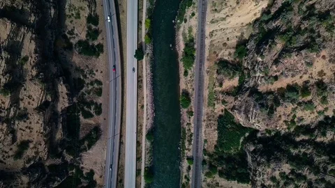 Drone view of I-70 Highway Stock Footage 96224913