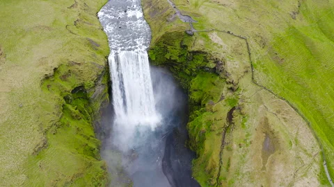 Drone view of the icelandic Skogafoss waterfall. Stock Footage 285088543