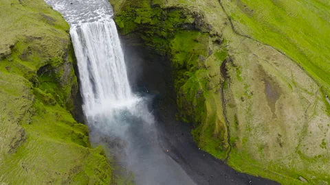 Drone view of the icelandic Skogafoss waterfall. Stock Footage 285090264