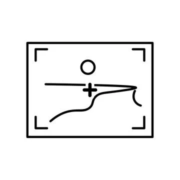 Drone view icon. Flat pictogram for web. Line stroke. Isolated on white backg Stock Illustration