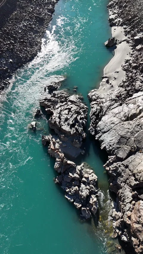Drone View of the Indus River, Pakistan Stock Footage 345785330