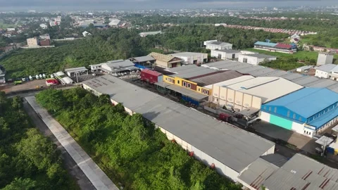 Drone View of Industrial Complex and Warehouses 動画素材 334373579