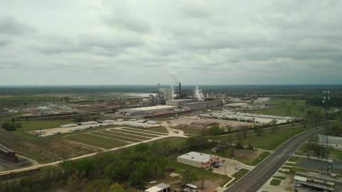 Drone view of industrial complex with railway roads and warehouse area Stock Footage 331677126