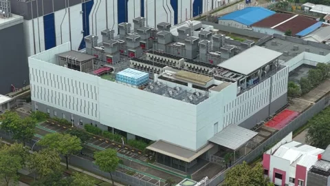 Drone view of industrial data center exterior in Indonesia Stock-Footage 327459867