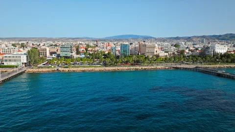 Drone view inside Limassol Marina in Cyprus. Stock Footage 341627949