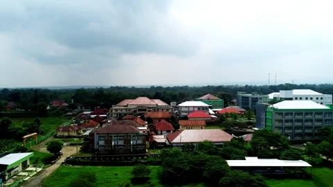 Drone View of Institutional Building Complex and Green Landscape in Indonesia Stock Footage 347429115