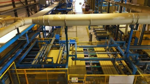 Drone View of Insulated Panel Factory, Industrial Production Line Stock Footage 336777465