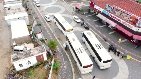 Drone view of the intercity big bus on the way Stock Footage 231610202