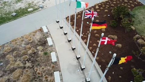 Drone view of international flags waving in wind Video stock 106042033